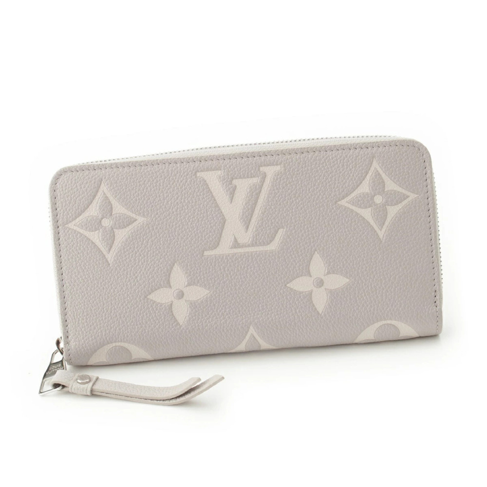 Louis Vuitton Monogram Empreinte Zippy Wallet Leather Round Zipper Long Gray
